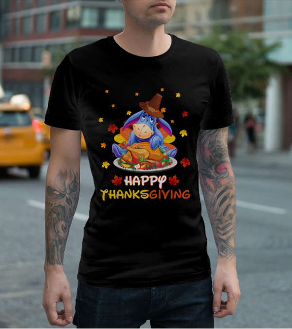 Eeyore Happy Thanksgiving Turkey Feast Leaves T-Shirt
