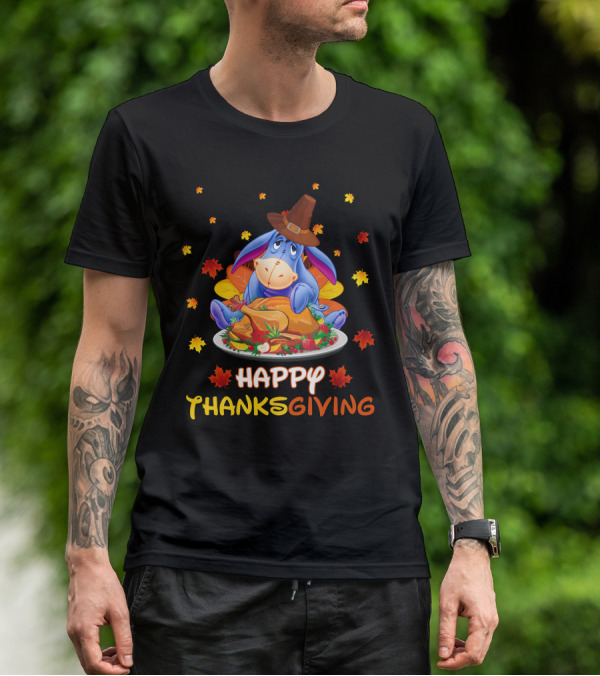Eeyore Happy Thanksgiving Turkey Feast Leaves T-Shirt