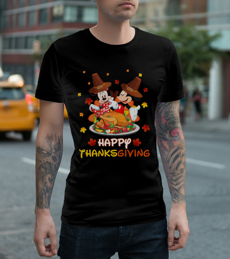 Happy Thanksgiving Mickey and Minnie Turkey Feast T-Shirt