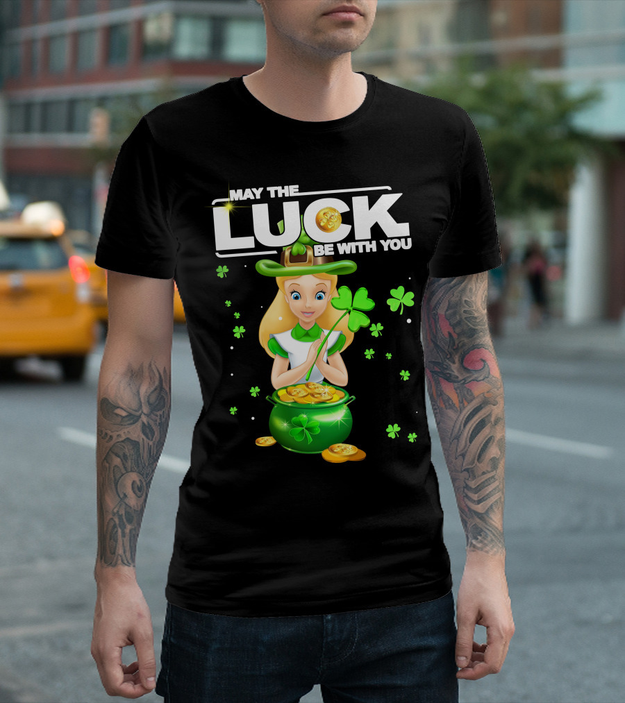 May the Luck Be With You Alice Shamrock Coins T-Shirt