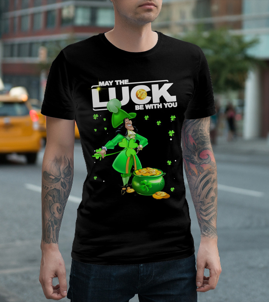 May the Luck Be With You Hook Luck Captain Green Coins Shamrock Pot T-Shirt