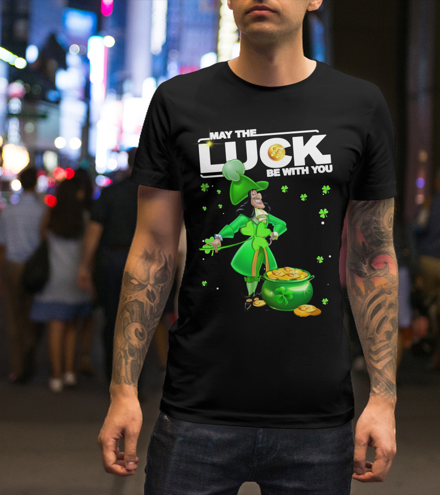 May The Luck Be With You Hook Luck Captain Green Coins Shamrock Pot T-Shirt
