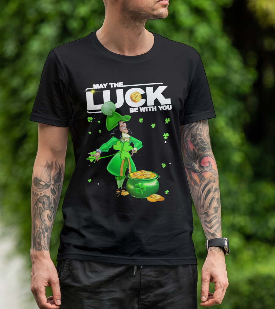 May The Luck Be With You Hook Luck Captain Green Coins Shamrock Pot T-Shirt