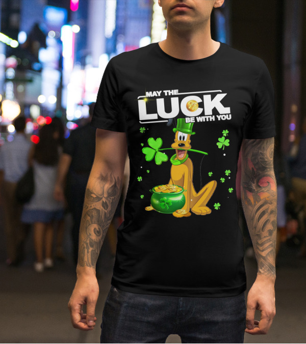 May The Luck Be With You Pluto St. Patrick's Day Coins And Shamrocks T-Shirt