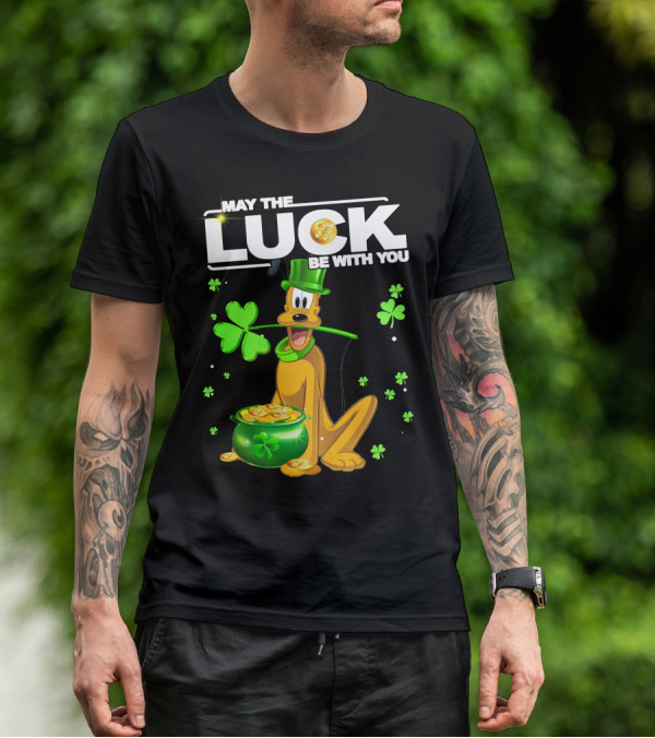 May The Luck Be With You Pluto St. Patrick's Day Coins And Shamrocks T-Shirt
