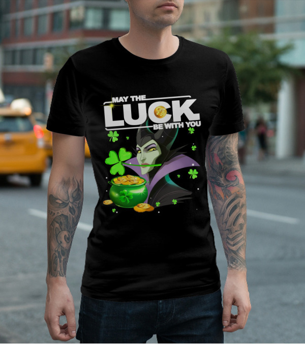 MAY THE LUCK BE WITH YOU Maleficent Shamrock Coins T-Shirt