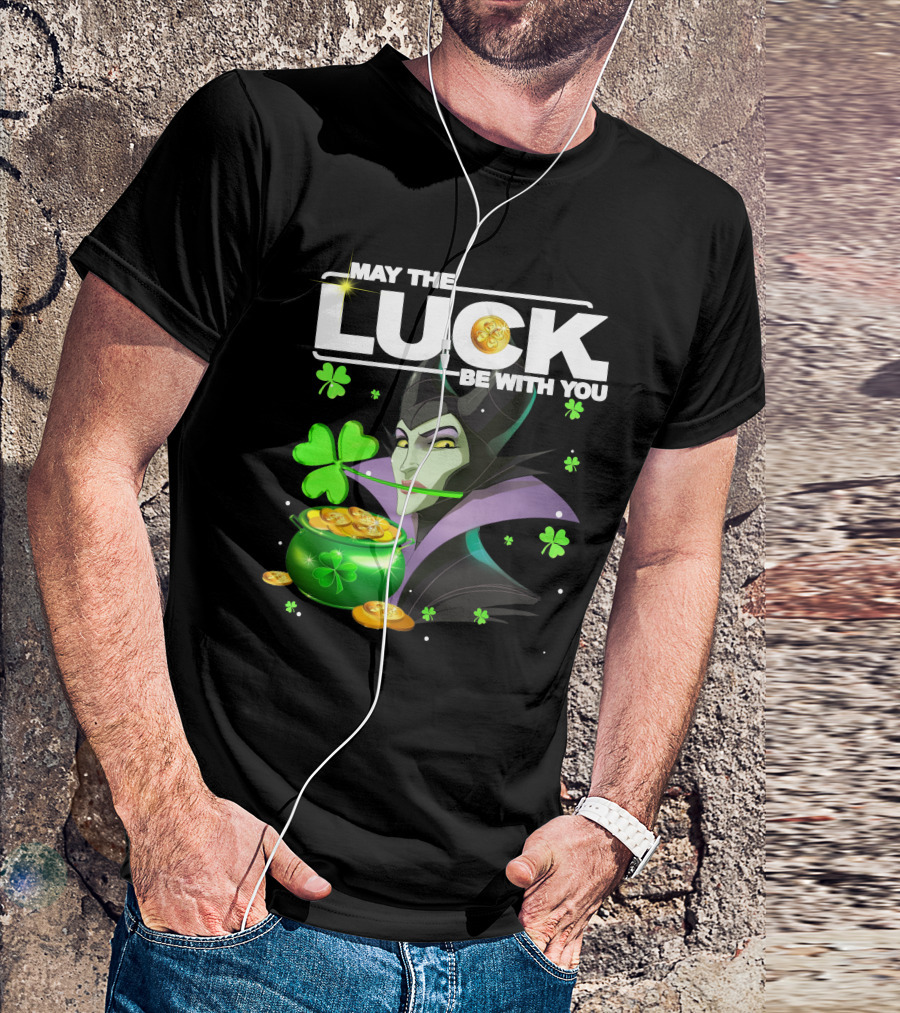 MAY THE LUCK BE WITH YOU Maleficent Shamrock Coins T-Shirt