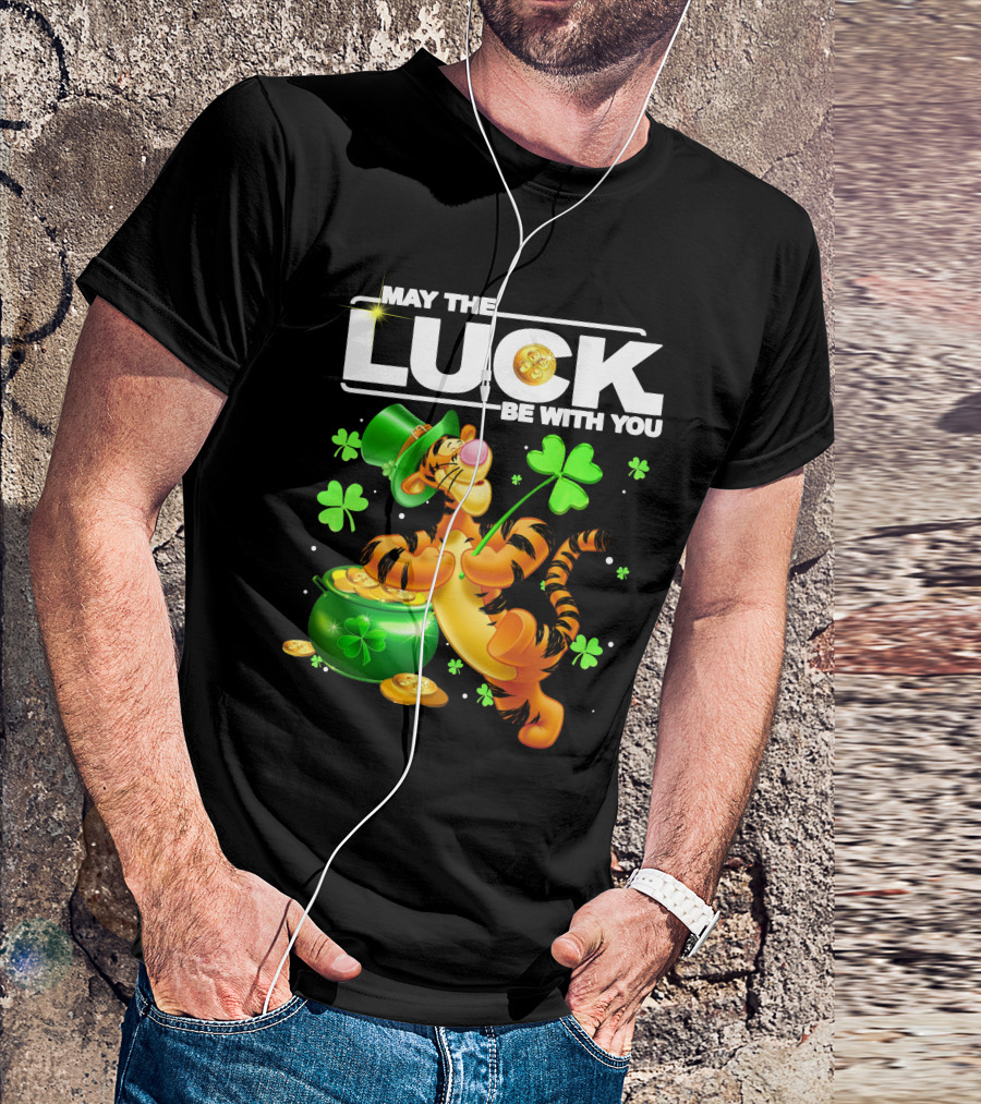 May The Luck Be With You Tigger With Pot Of Gold And Shamrocks T-Shirt
