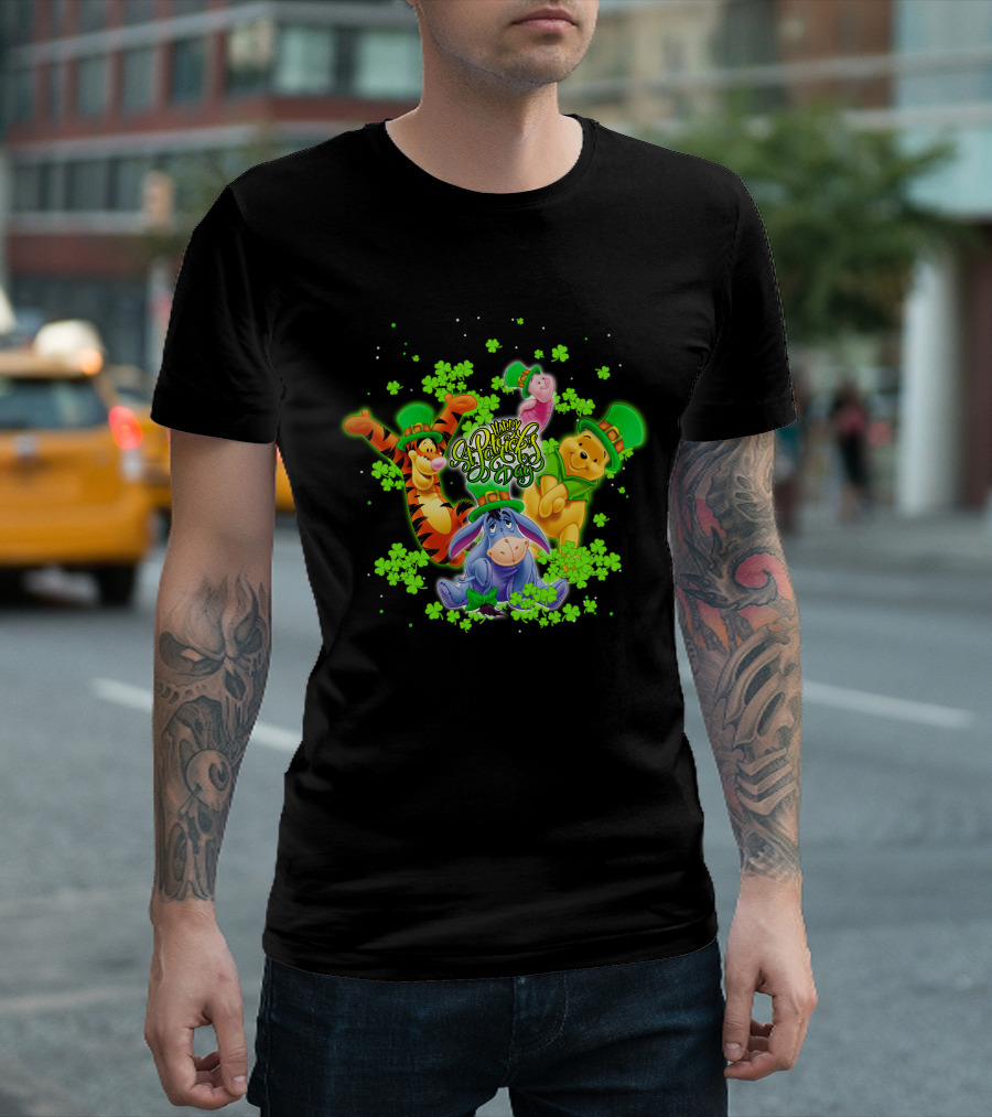 Happy St. Patrick's Day Winnie The Pooh Tigger Eeyore Piglet T-Shirt