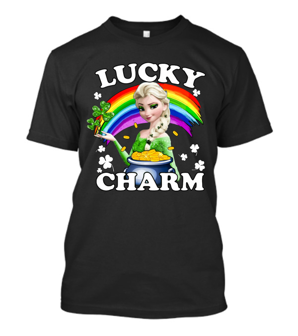 Elsa Lucky Charm Rainbow Pot Of Gold Clover T-Shirt