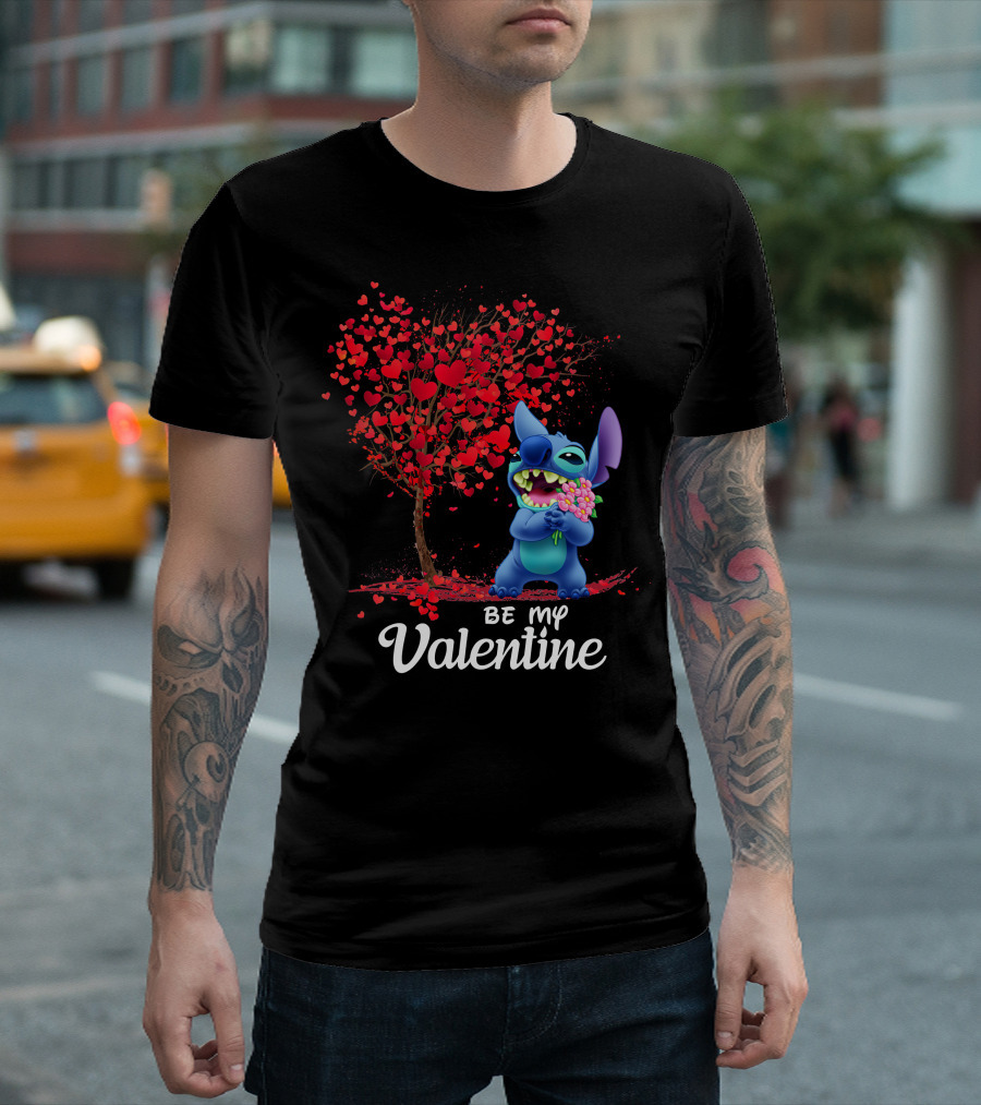Be My Valentine Stitch Heart Tree T-Shirt