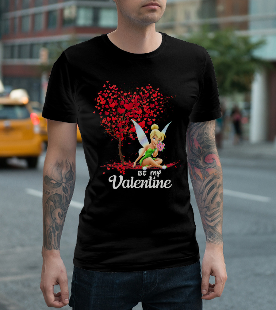 Be My Valentine Tinkerbell Hearts Tree T-Shirt