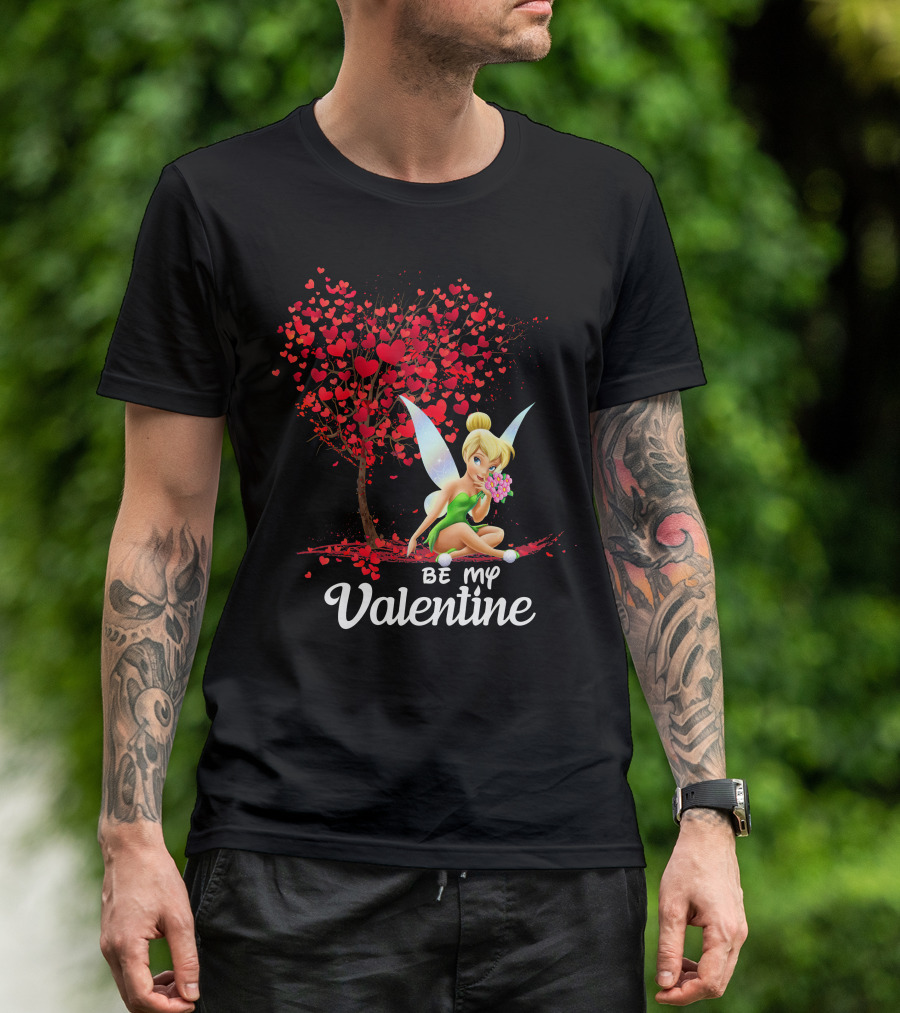 Be My Valentine Tinkerbell Hearts Tree T-Shirt