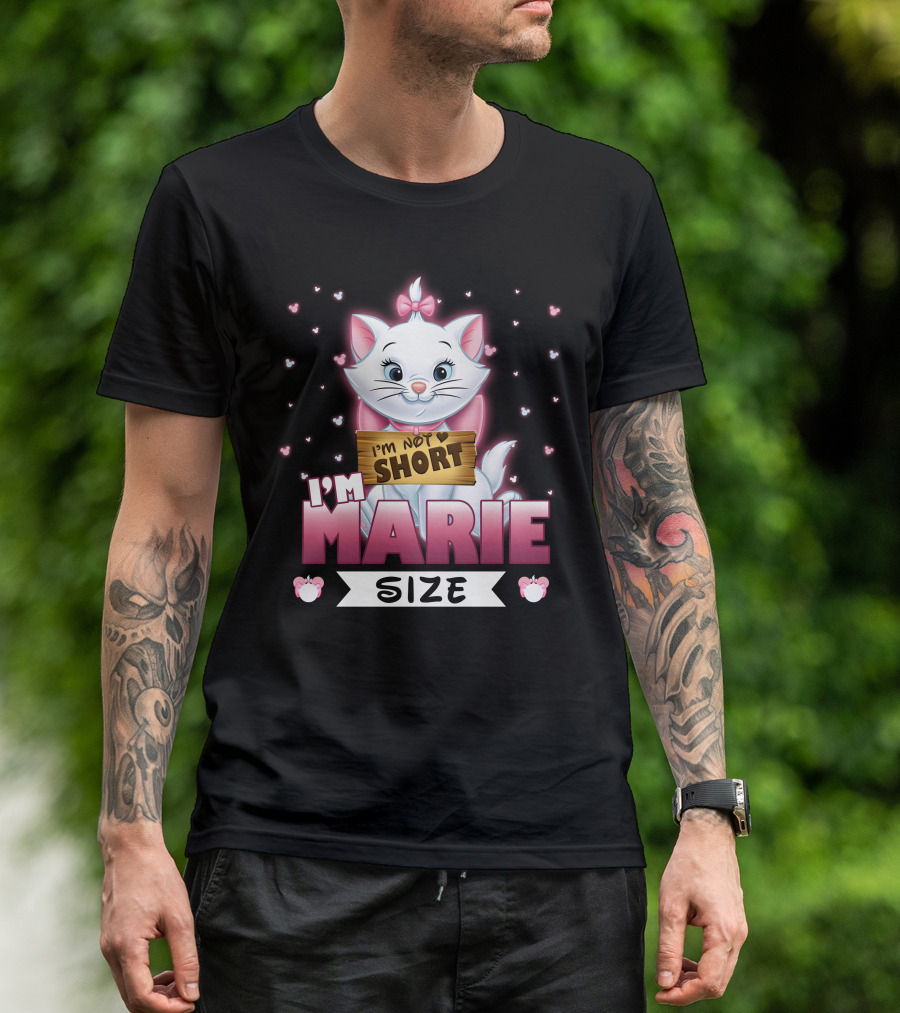 I'm Not Short I'm Marie Size Cat With Heart Background T-Shirt