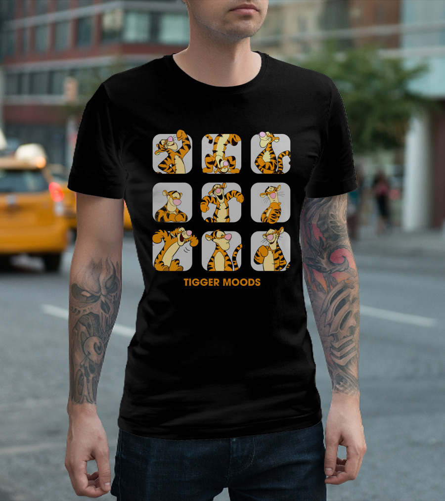TIGGER MOODS EXPRESSIONS CARTOON CHARACTER BLOCKS T-Shirt