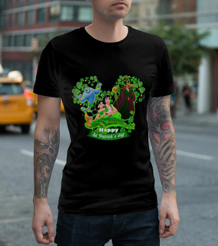 Happy St Patrick's Day Aladdin Jasmine Genie Jafar T-Shirt