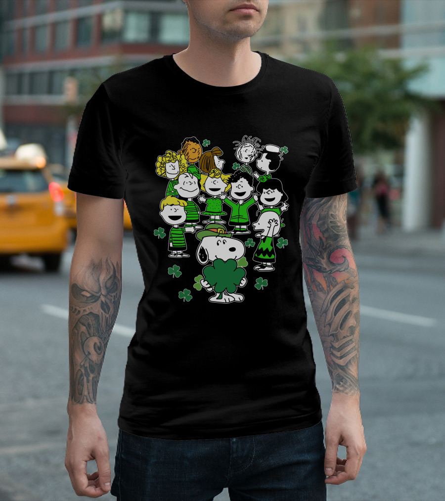 Snoopy and Friends Celebrating St. Patrick's Day with Shamrocks T-Shirt