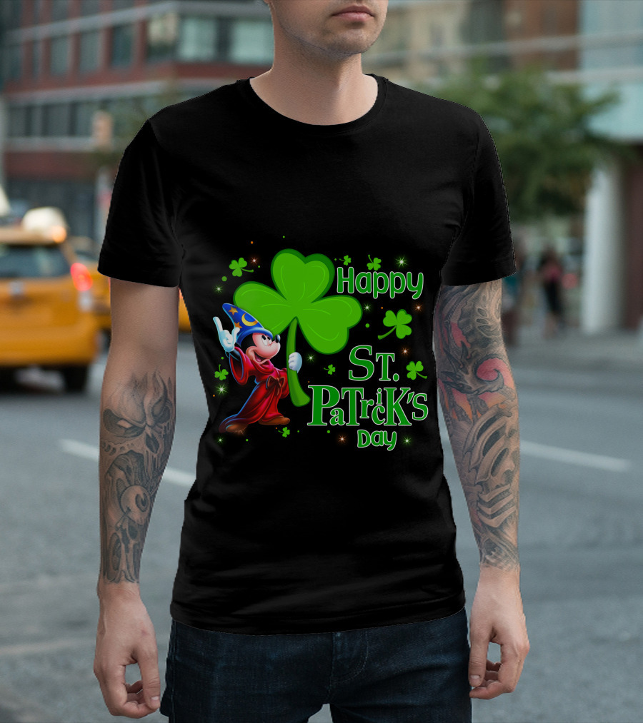Sorcerer Mickey Happy St. Patrick's Day Shamrock T-Shirt