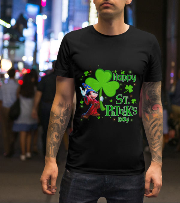 Sorcerer Mickey Happy St. Patrick's Day Shamrock T-Shirt