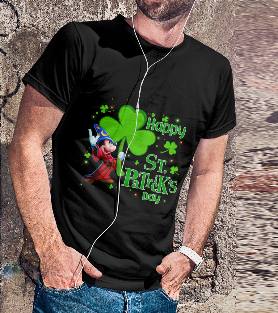 Sorcerer Mickey Happy St. Patrick's Day Shamrock T-Shirt