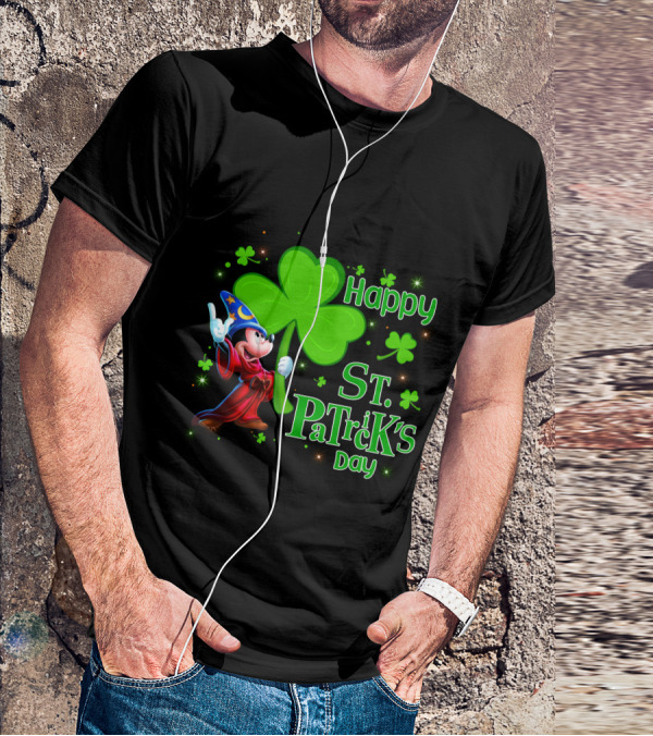 Sorcerer Mickey Happy St. Patrick's Day Shamrock T-Shirt