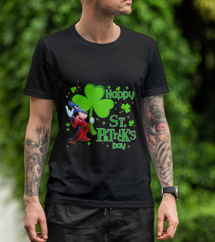 Sorcerer Mickey Happy St. Patrick's Day Shamrock T-Shirt