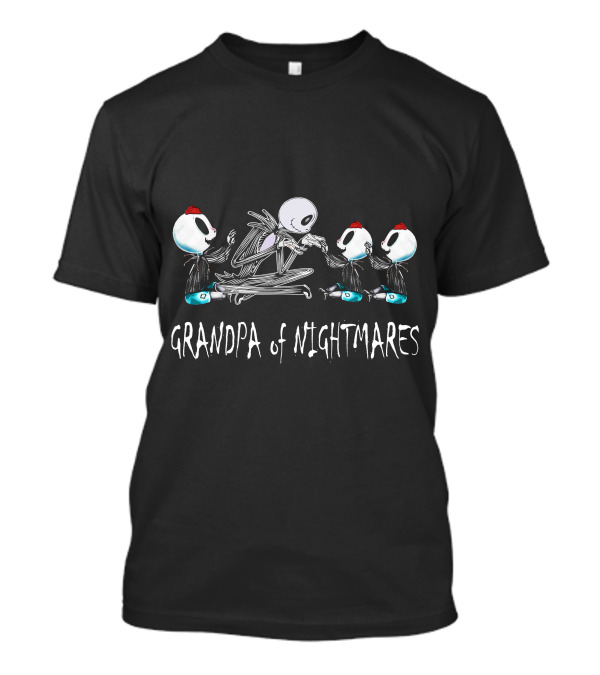 Grandpa Of Nightmares With Three Skeleton Boys Playing Cards T-Shirt