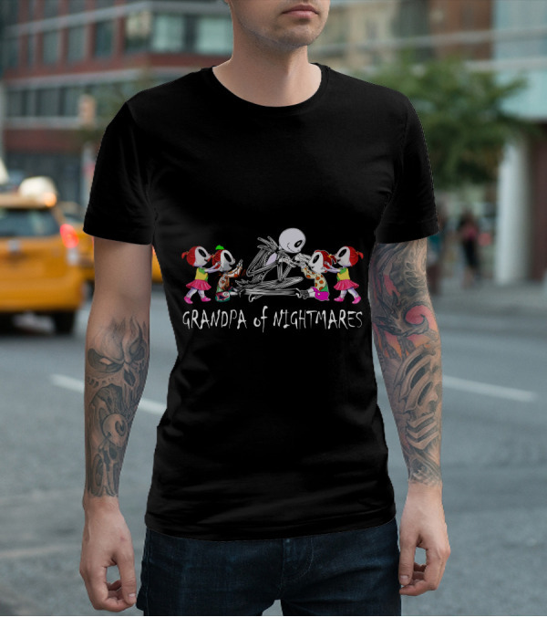 Grandpa Of Nightmares With Four Girls And Skeleton Iconic T-Shirt