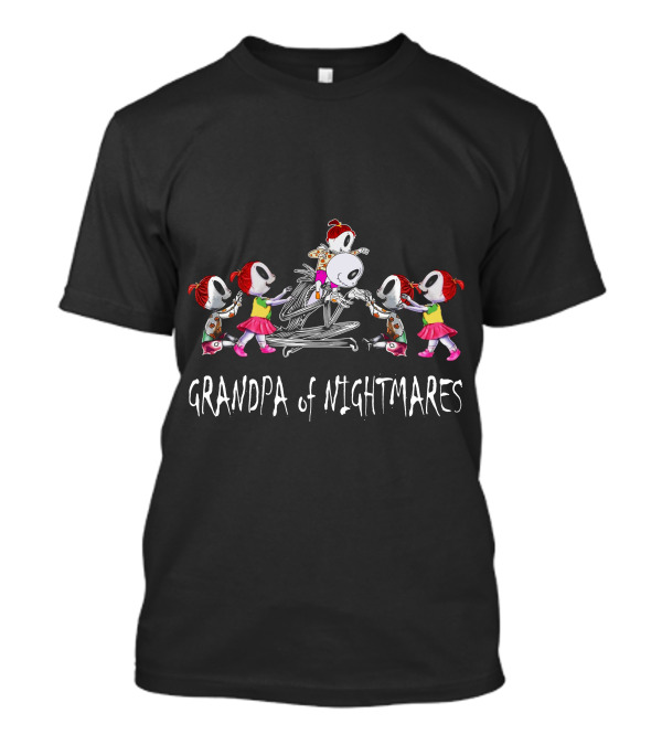 Grandpa Of Nightmares Surrounded By Five Girls With Red Hair And White Masks T-Shirt