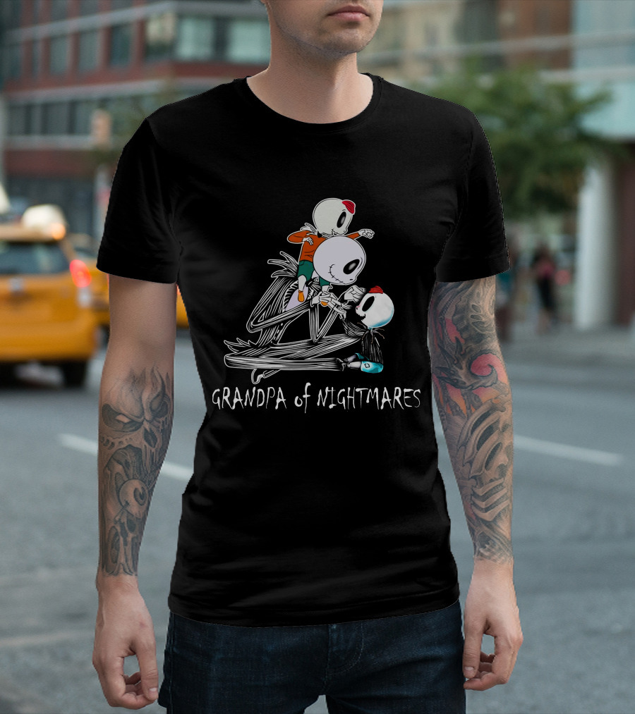 Grandpa of Nightmares with Twin Boys Skeleton Family T-Shirt
