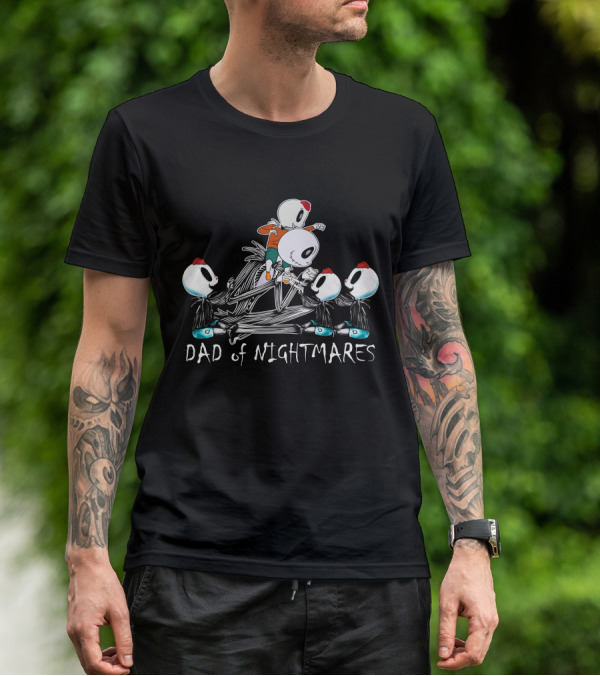 Dad Of Nightmares With Four Skull Characters T-Shirt