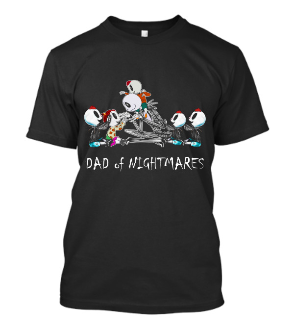 4 Boys 1 Girl Dad Of Nightmares Skeleton Characters In Playful T-Shirt