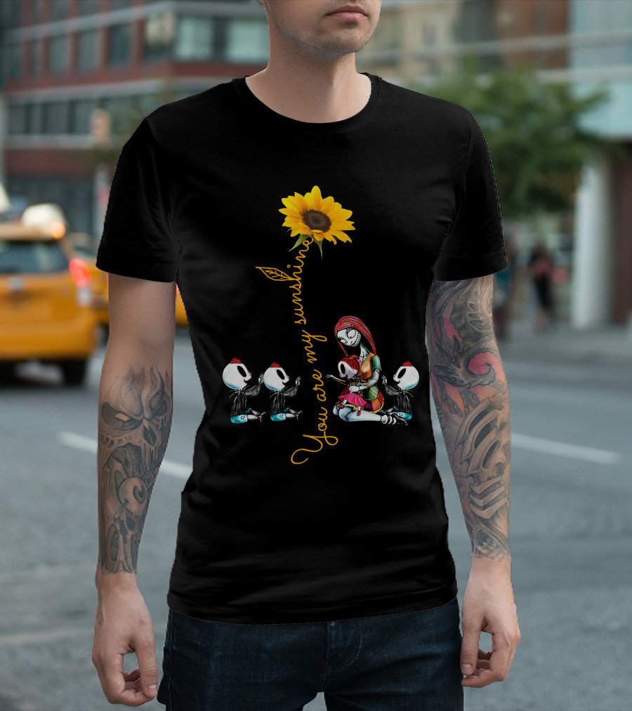 3 Boys 1 Girl You Are My Sunshine Skeletons Sunflower Inspiration T-Shirt