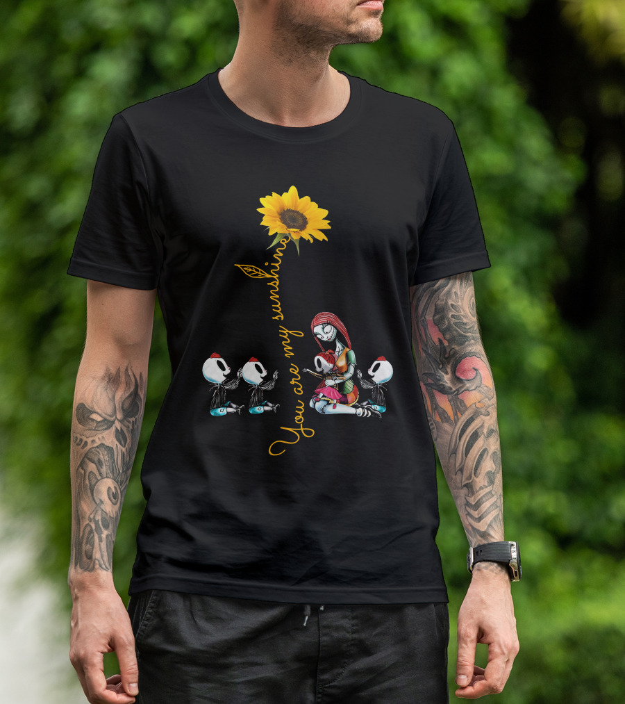 3 Boys 1 Girl You Are My Sunshine Skeletons Sunflower Inspiration T-Shirt