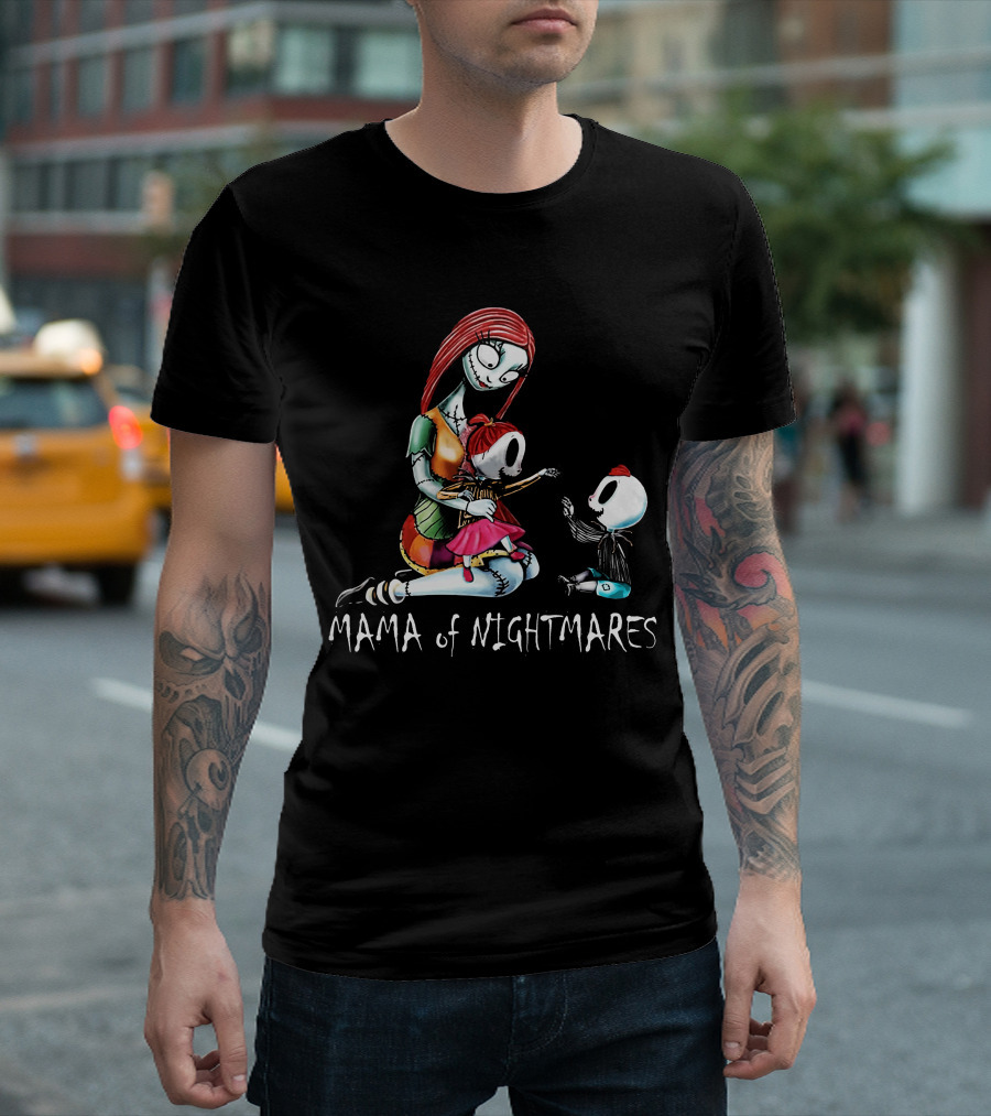 Mama Of Nightmares With Stitch Character Twins T-Shirt