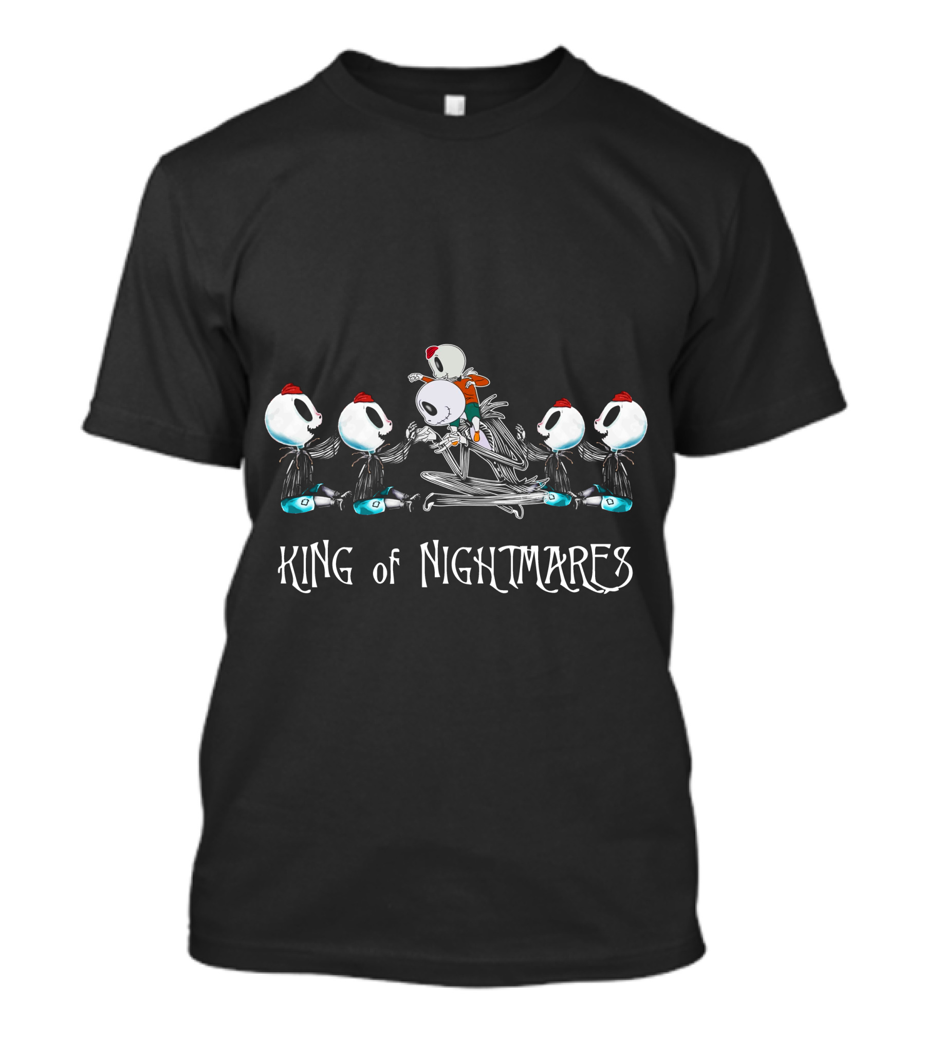 King Of Nightmares With Five Skeleton Boys Red Hats T-Shirt
