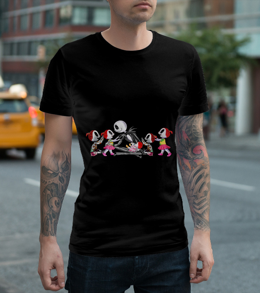Jack Skellington And Five Chibi Girls T-Shirt