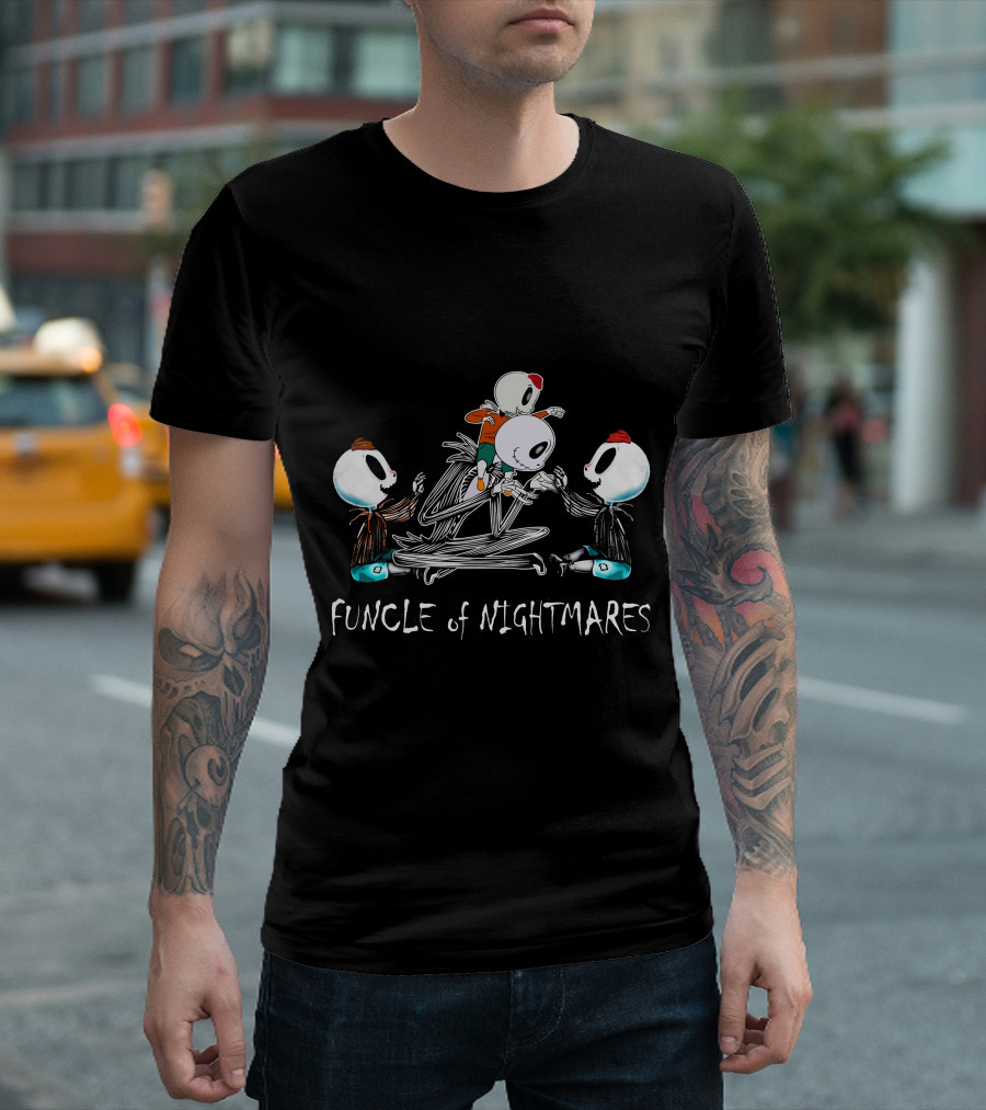 Funcle of Nightmares 3 Boys Skeletons Playful Scene T-Shirt