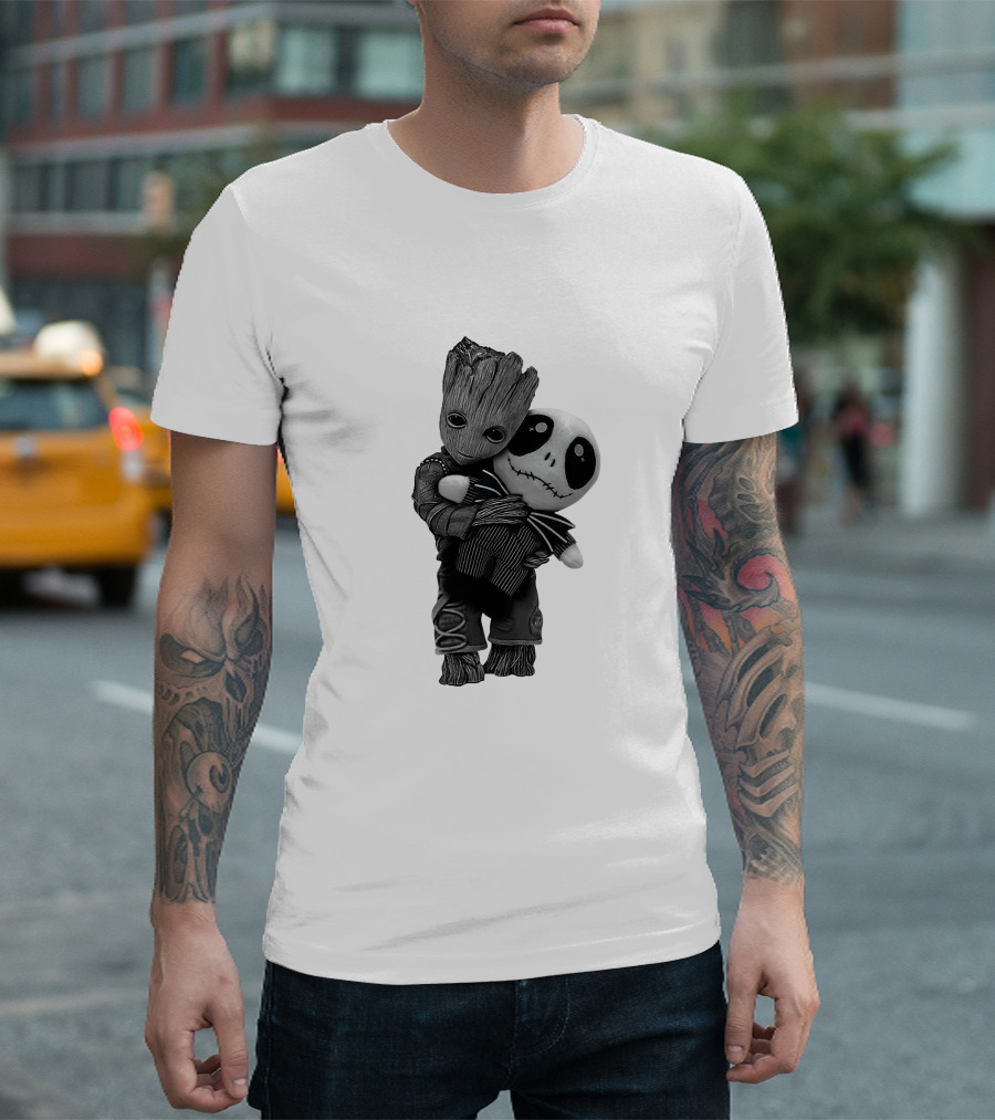 Hello My Old Friend Groot and Jack Skellington Hug T-Shirt