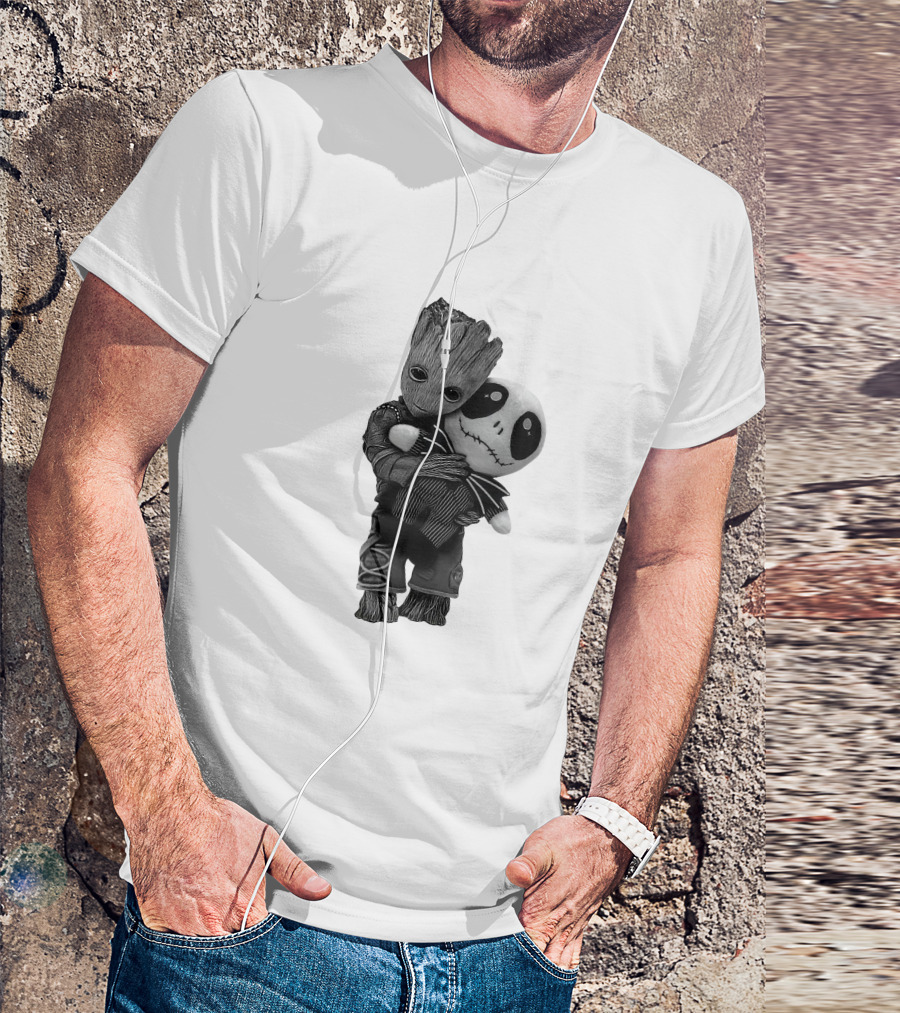 Hello My Old Friend Groot And Jack Skellington Hug T-Shirt