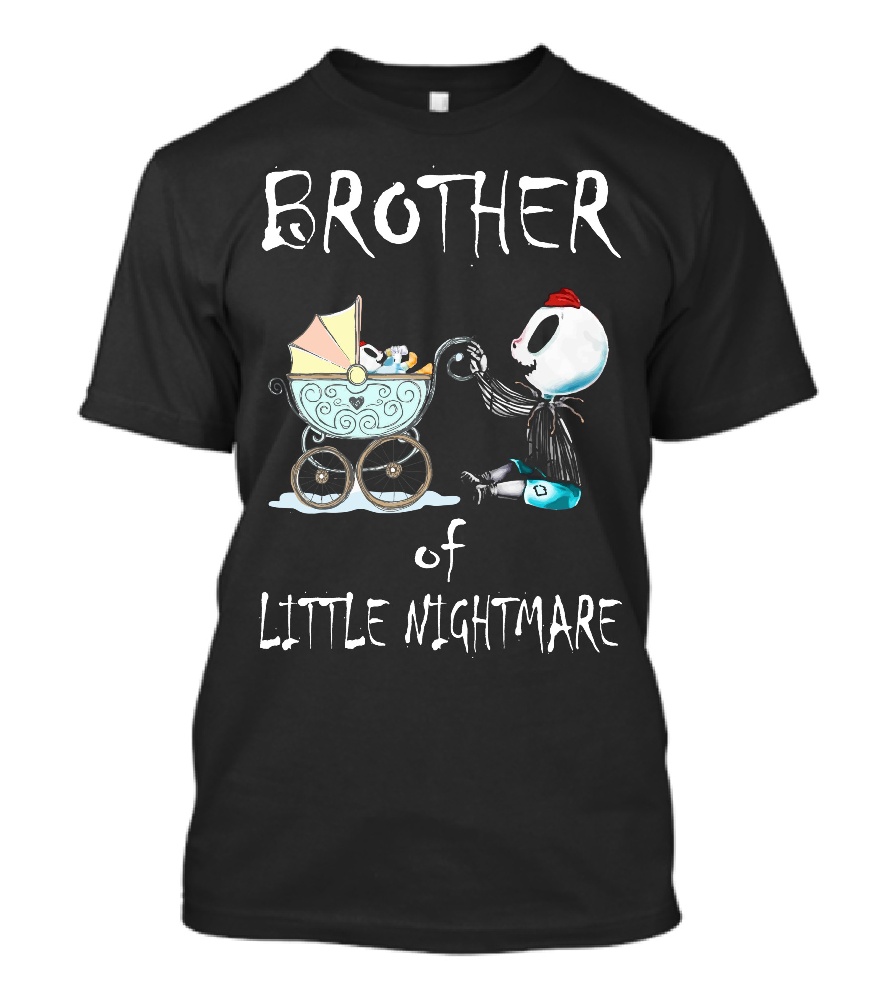 BROTHER Of LITTLE NIGHTMARE Baby Carriage Skull Figure Playful Scene T-Shirt