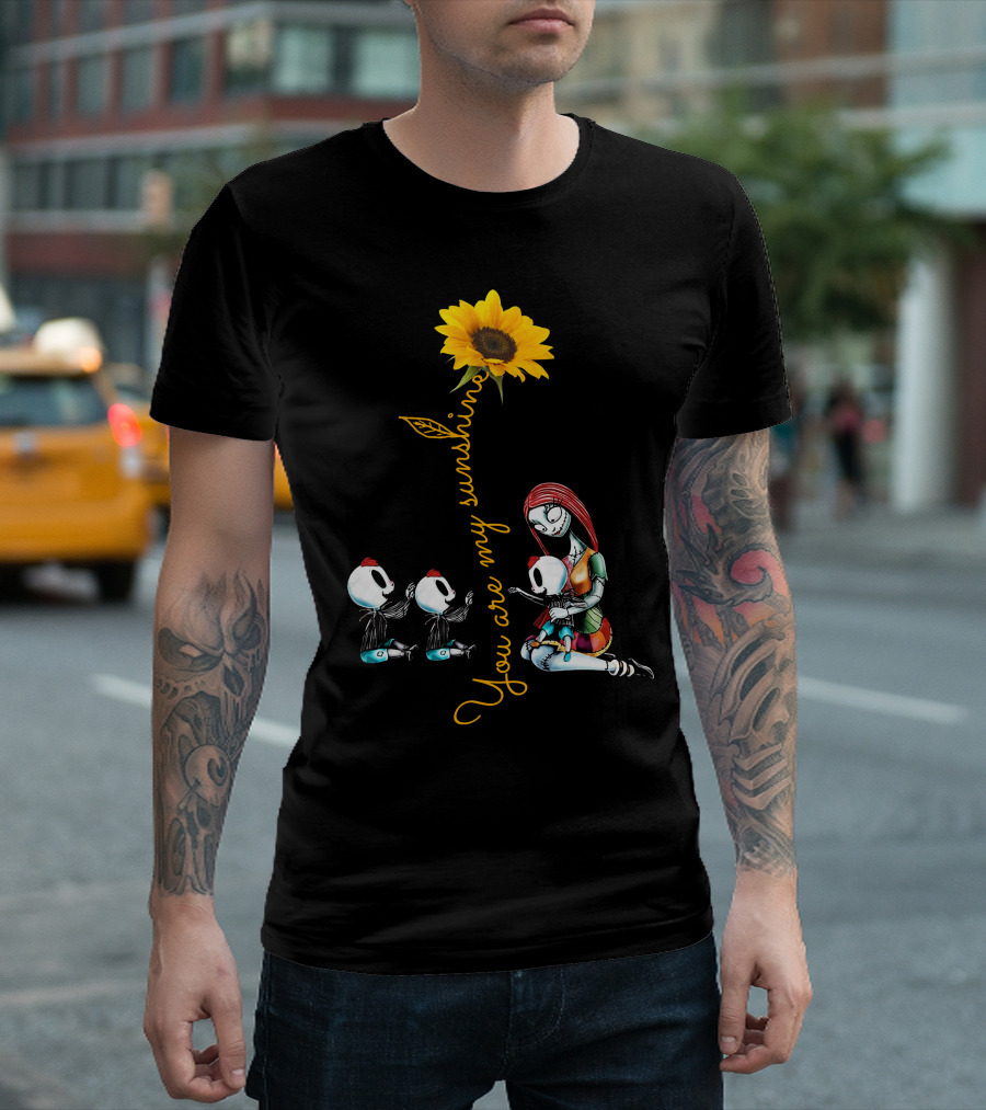 3 Boys You Are My Sunshine Sunflower with Characters in Love Hug T-Shirt