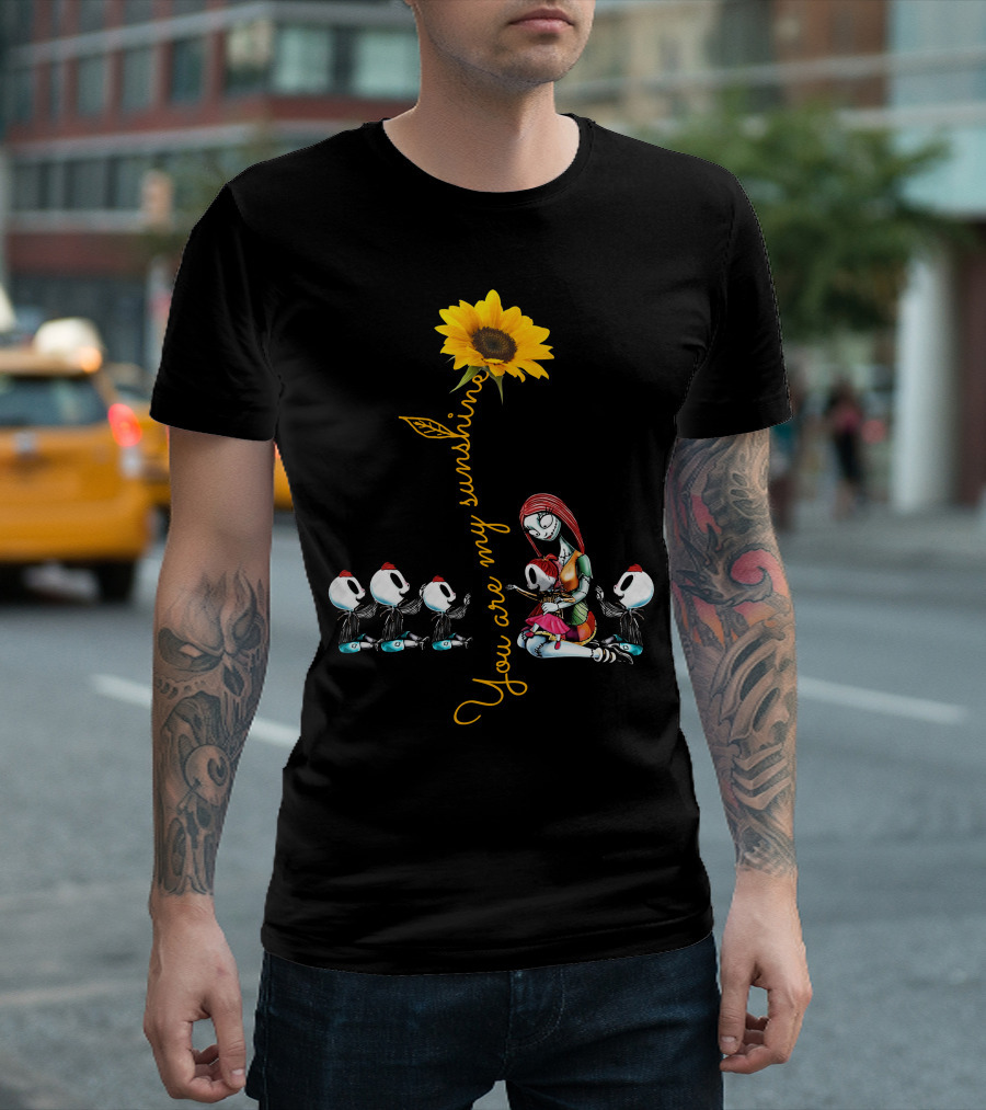 4 Boys 1 Girl You Are My Sunshine Sunflower with Skeleton Family T-Shirt