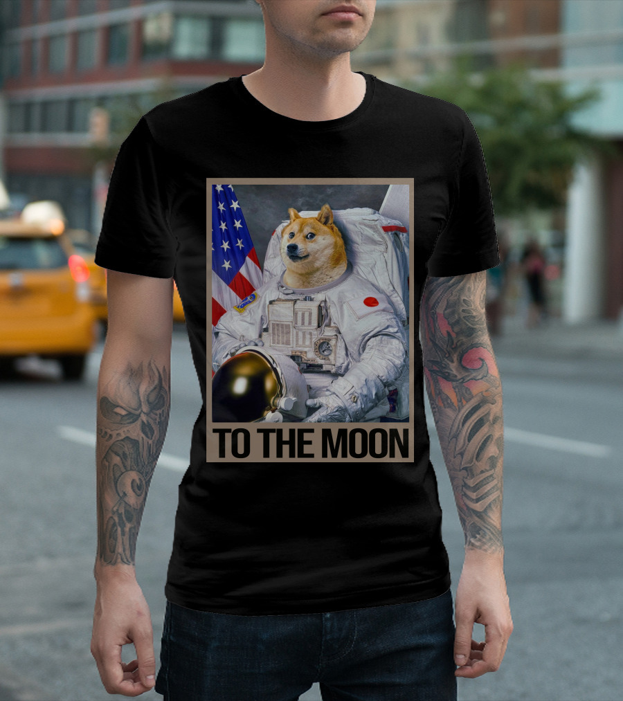 Shibainu Dogecoin Astronaut To The Moon T-Shirt