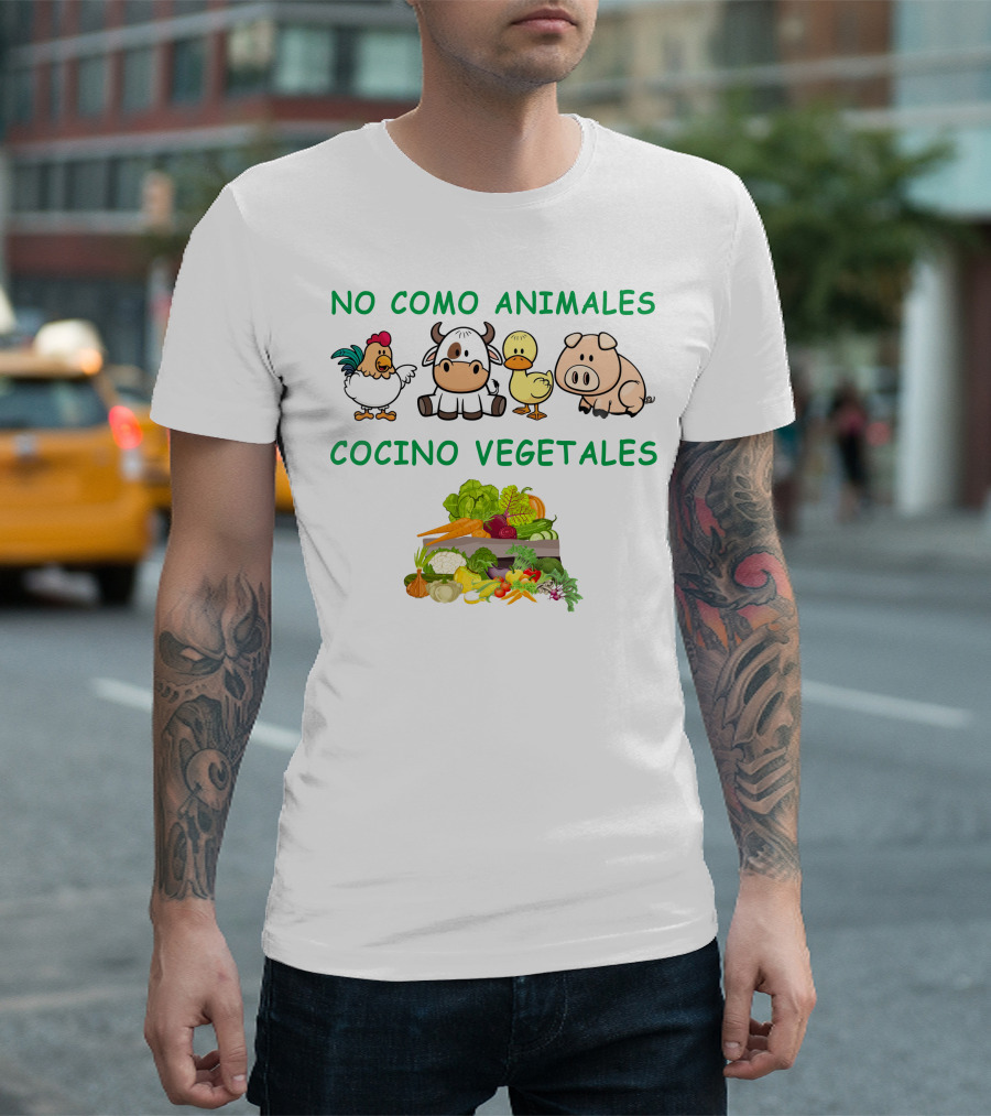 No Como Animales Cocino Vegetales Granja Pollo Vaca Pato Cerdo Verduras T-Shirt