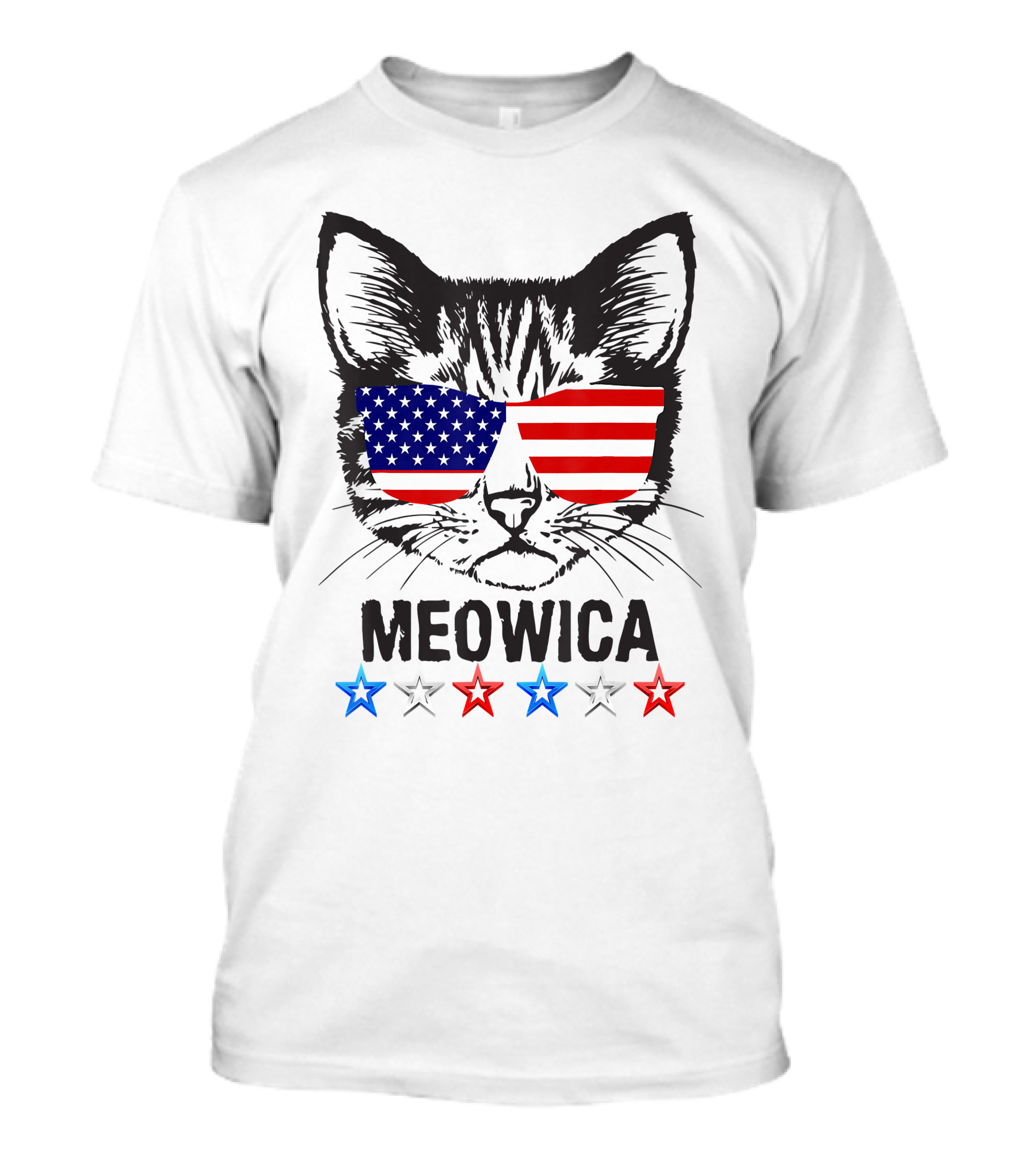 USA Flag Sunglasses Cat MEOWICA Stars 4th Of July T-Shirt