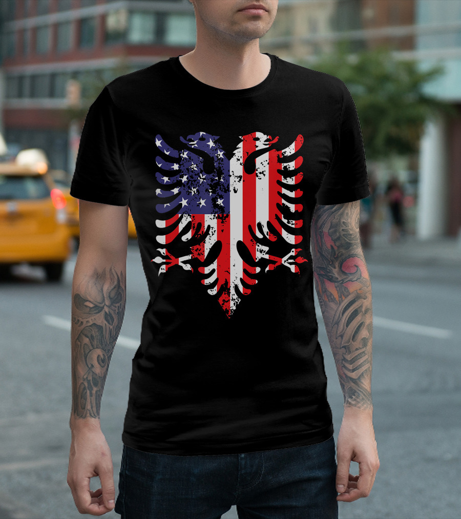 Albanian Eagle American Flag USA Albania Iconic T-Shirt