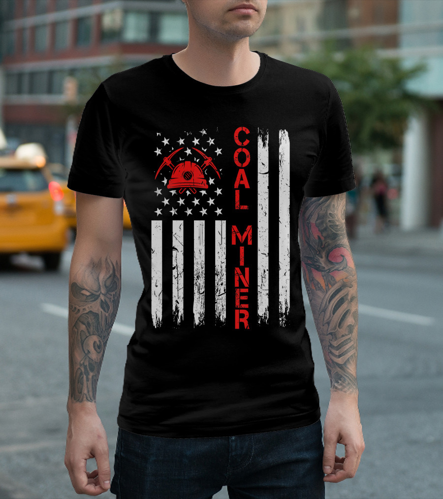 Coal Miner American USA Flag Tough Worker T-Shirt
