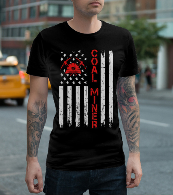Coal Miner American USA Flag Tough Worker T-Shirt