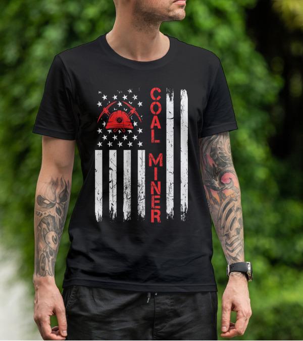 Coal Miner American USA Flag Tough Worker T-Shirt